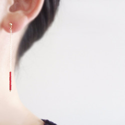 Red sea banboo, long chain clip-on earrings（夾式耳環） 第1張的照片