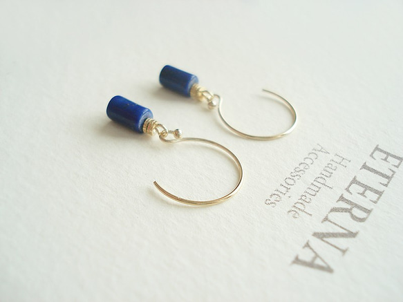 14KGF, Lapis lazuli hook earrings（穿孔耳環） 第2張的照片