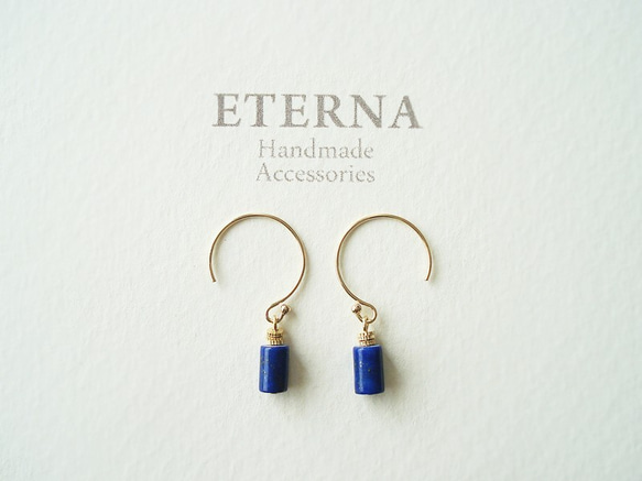 14KGF, Lapis lazuli hook earrings（穿孔耳環） 第3張的照片