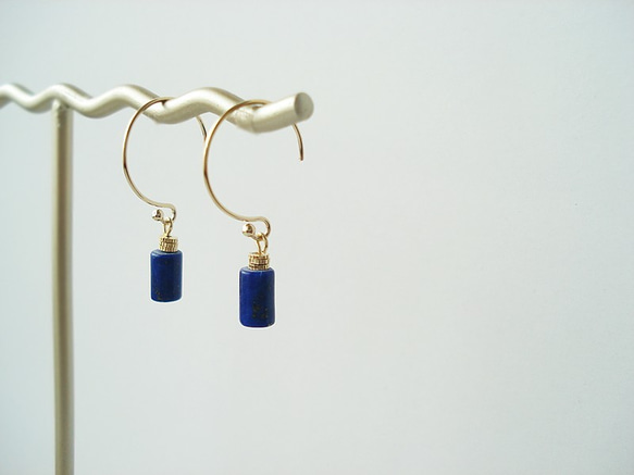 14KGF, Lapis lazuli hook earrings（穿孔耳環） 第5張的照片