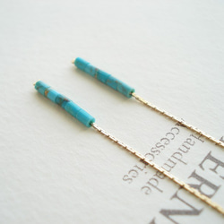 Turquoiz, long chain clip-on earrings（夾式耳環） 第4張的照片