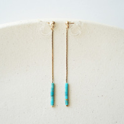 Turquoiz, long chain clip-on earrings（夾式耳環） 第5張的照片