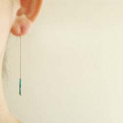 Turquoiz, long chain hook earrings（穿孔耳環） 第1張的照片