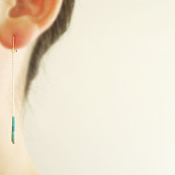 Turquoiz, long chain hook earrings（穿孔耳環） 第2張的照片