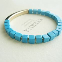 Stabilized turquoise and curved pipe bracelet 第2張的照片