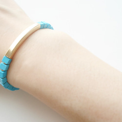 Stabilized turquoise and curved pipe bracelet 第5張的照片