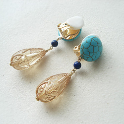 Stabilized turquoise, lapis lazuli and acrylic beads clip on 第5張的照片