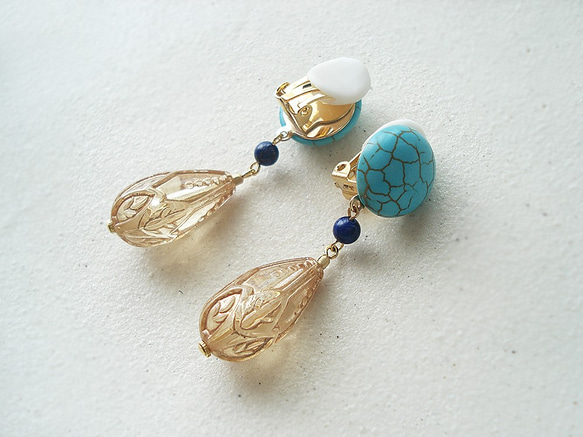 Stabilized turquoise, lapis lazuli and acrylic beads clip on 第5張的照片