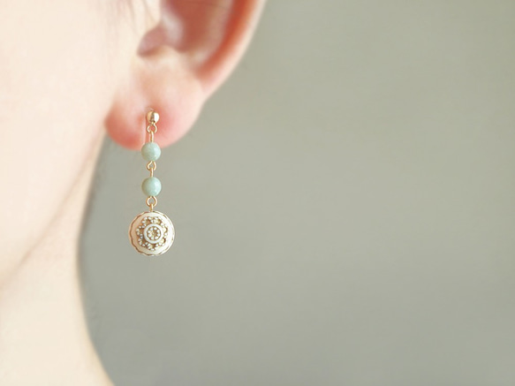 翡翠 Jadeite, antique style clip on earrings 夾式 第1張的照片