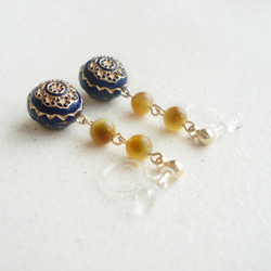 Golden tigereye 虎眼石, antique style, clip on earrings 夾式 第2張的照片