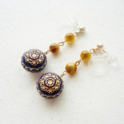 Golden tigereye 虎眼石, antique style, clip on earrings 夾式 第3張的照片