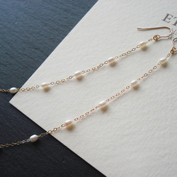 freshwater pearl with 14kgf long chain, hook earrings 穿孔 第1張的照片