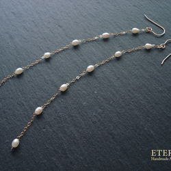 freshwater pearl with 14kgf long chain, hook earrings 穿孔 第2張的照片