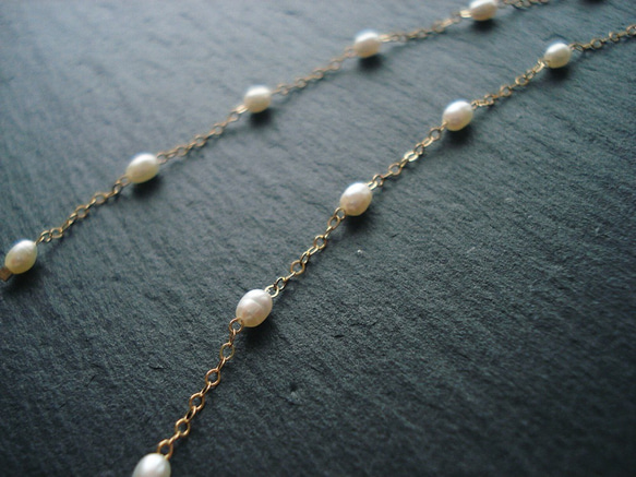 freshwater pearl with 14kgf long chain, hook earrings 穿孔 第3張的照片