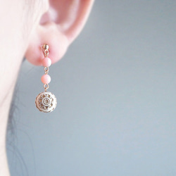 Pink opal, antique style, clip on earrings 夾式 第1張的照片