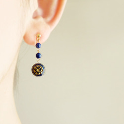 Lapis lazuli, antique style, clip on earrings 夾式 第1張的照片