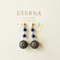 Lapis lazuli, antique style, clip on earrings 夾式 第4張的照片