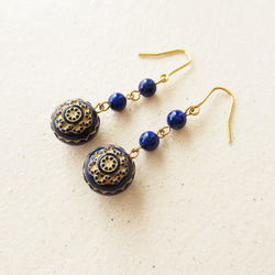 Lapis lazuli, antique style, hook earrings 第2張的照片