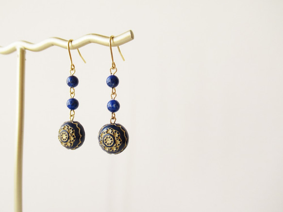 Lapis lazuli, antique style, hook earrings 第4張的照片