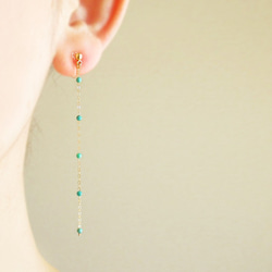 14kgf: turquoise, long chain, clip on earrings 第1張的照片