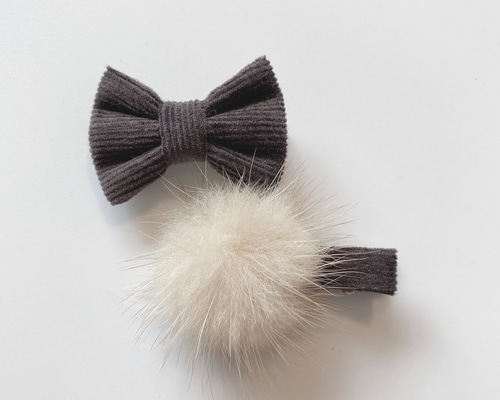 ハンドメイドヘアゴム フレンチコーデュロイ C&Sフレンチコーデュロイ、ハンドメイド、ヘアクリップ ♡ベビー