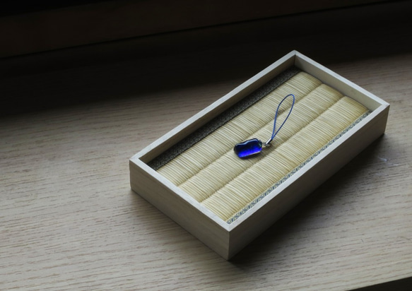 龍鬢表のアクセサリートレイ　いぐさ　畳表　伝統工芸　七宝　高麗　桐箱　畳縁 1枚目の画像