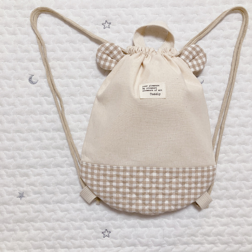 お名前刺繍可】くまみみが可愛いベビーリュック 体操服袋・お着替え袋