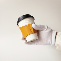 レザーカップ コーヒーカップホルダー 持ち手が握りやすい  　おうち や オフィス でもリッチな カフェタイムを 6枚目の画像