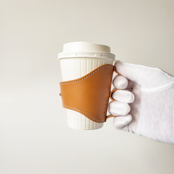 レザーカップ コーヒーカップホルダー 持ち手が握りやすい  　おうち や オフィス でもリッチな カフェタイムを 7枚目の画像