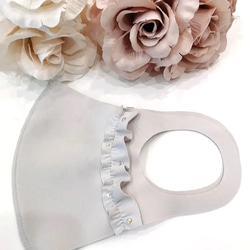 日本製マスク使用　可愛いスワロフスキー付き　フリルマスク 7枚目の画像
