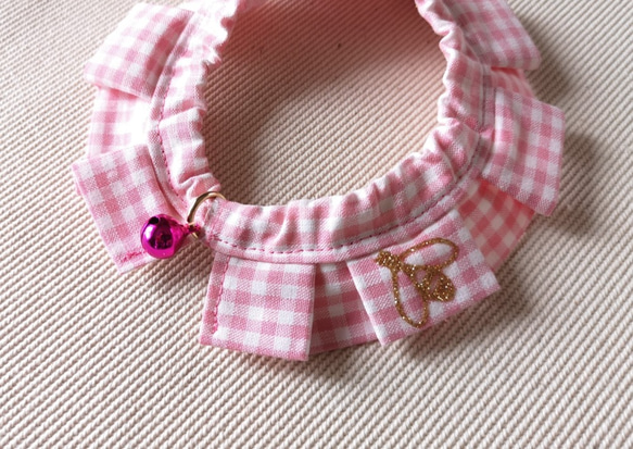 エシカルファッション『オシャ猫ラッフルカラー』ピンク 5枚目の画像