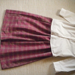 セール！信州紬の着物でリメイク　スカート 1枚目の画像