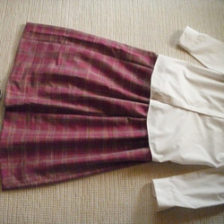 セール！信州紬の着物でリメイク　スカート 2枚目の画像
