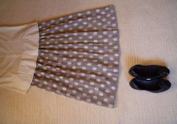 セール！みずたまの久留米絣のスカート(グレー） 2枚目の画像