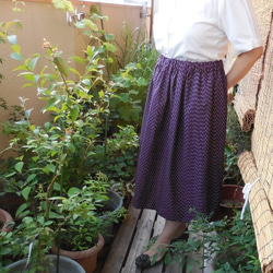セール！久留米絣のスカート(紫） 1枚目の画像