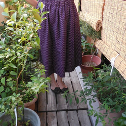 セール！久留米絣のスカート(紫） 3枚目の画像