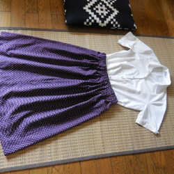 セール！久留米絣のスカート(紫） 4枚目の画像