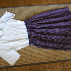 セール！久留米絣のスカート(紫） 5枚目の画像