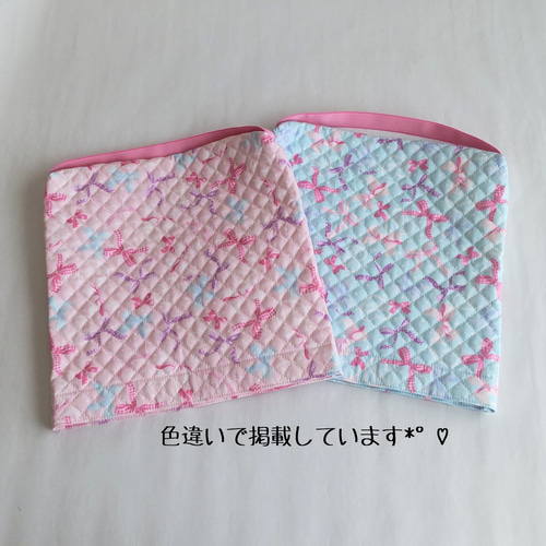 ◇33×33サイズ・.｡*・水色×リボン*⋆｡˚✩.座布団タイプの防災