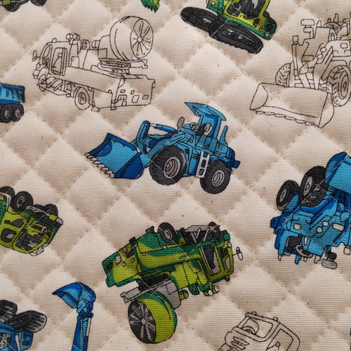 オーダーメイド】入園入学グッズ働く車生成り×デニム柄