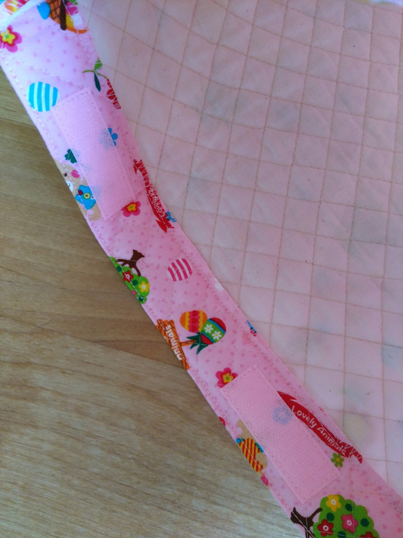 【 在庫限り】うさぎ&くま♡ピンクドットが可愛い♡防災頭巾カバー 4枚目の画像