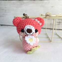 【訂製】粉紅草莓/珊瑚粉紅小熊*耳機插孔帶掛鈴 第1張的照片