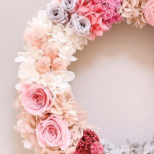 アジサイと薔薇のプリザーブドフラワーリース その他素材 nonoka