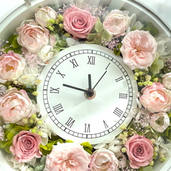 【母の日ギフト】花時計　ピンクのバラ/プリザーブドフラワー　ギフトラッピング無料 3枚目の画像