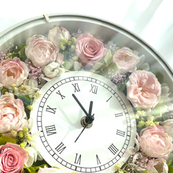 【母の日ギフト】花時計　ピンクのバラ/プリザーブドフラワー　ギフトラッピング無料 5枚目の画像