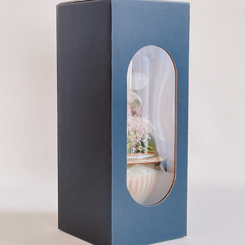 お供え仏花アレンジ ガラスケース プリザーブドフラワー イエロー