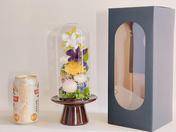 dora様専用ページ　お供え仏花アレンジ　プリザーブドフラワー　ガラスケース　大きいサイズ　/専用ボックス付き　 4枚目の画像