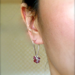 シルバーピアス　HAMMERED TRIANGLE W/Pink Tourmaline 3枚目の画像