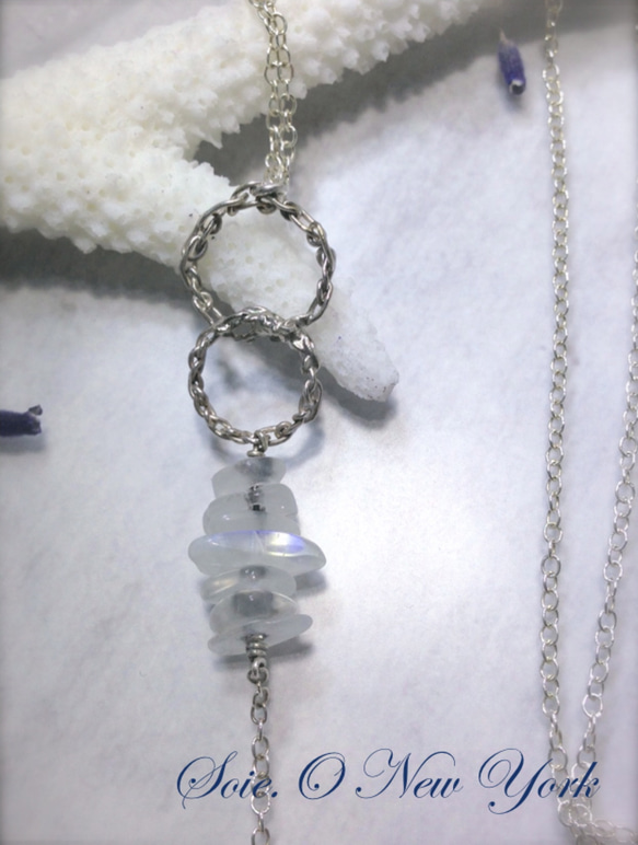 CROCHET HOOPS NECKLACE W/Moonstone 1枚目の画像