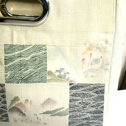 紬の白帯バッグ 3枚目の画像